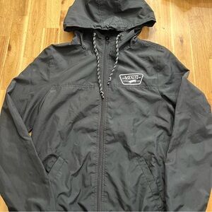 Vans Black Windbreaker Jacket XS – Lightweight Hooded Skate Style